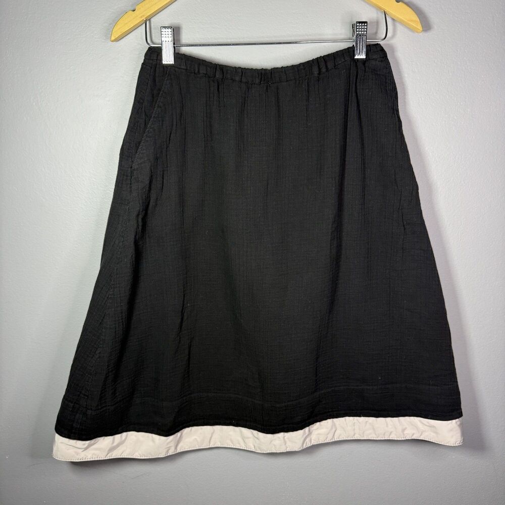 Eileen Fisher Black Organic Cotton A-line Size XS Skirt Cottagecore Boho Coastal